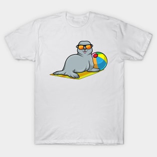 Seal at Sunbathing with Water polo & Sunglasses T-Shirt